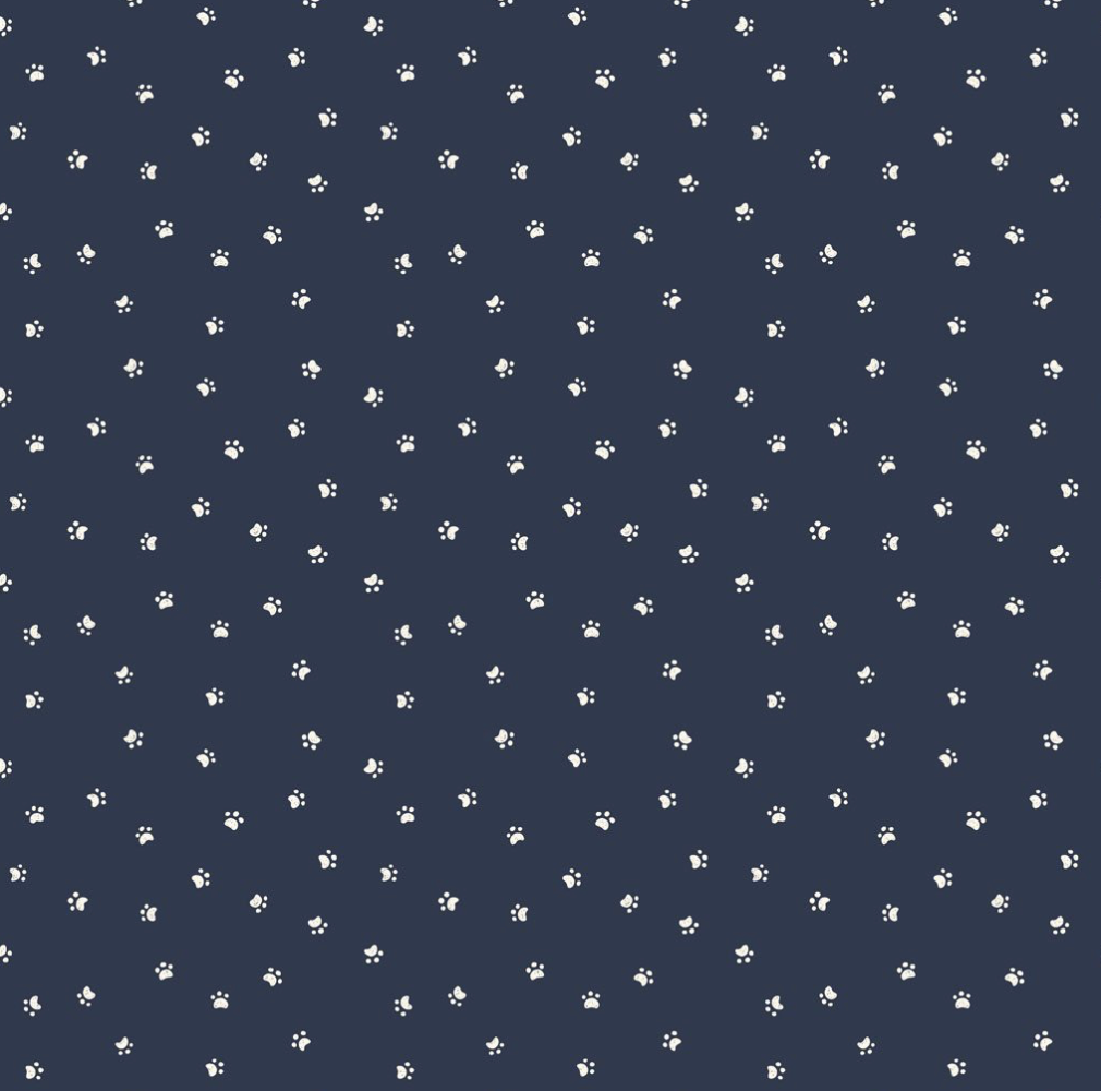 Kitten Fun-Paw Prints-Navy Blue