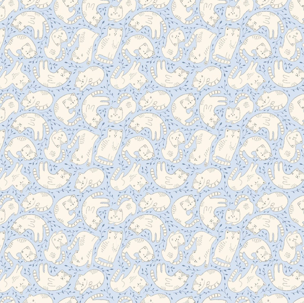 Kitten Fun - Tossed Kittens - Light Denim