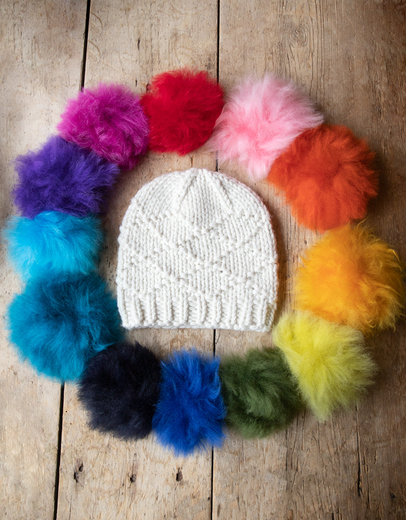 Alpaca Fur Pom Poms - Colorful Snap On