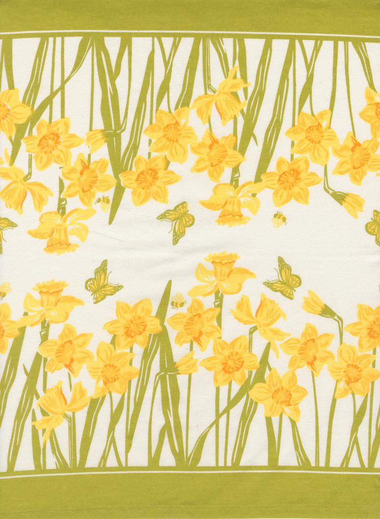 16" Classic Retro Toweling Floral - Daffodil