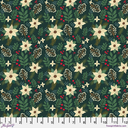 Christmas Cabin - Winter Floral - Green