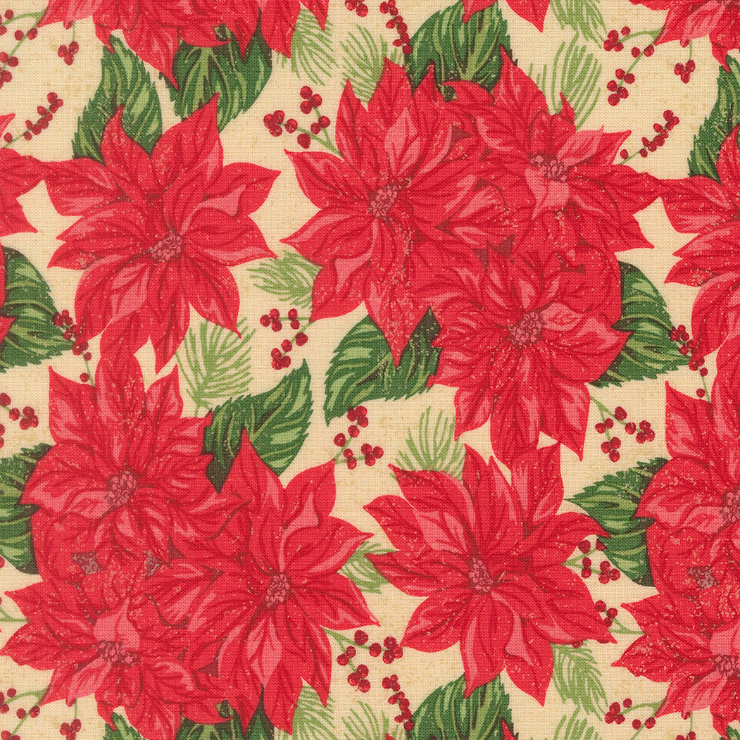 Holiday Cheer - Vintage Poinsettias - Natural