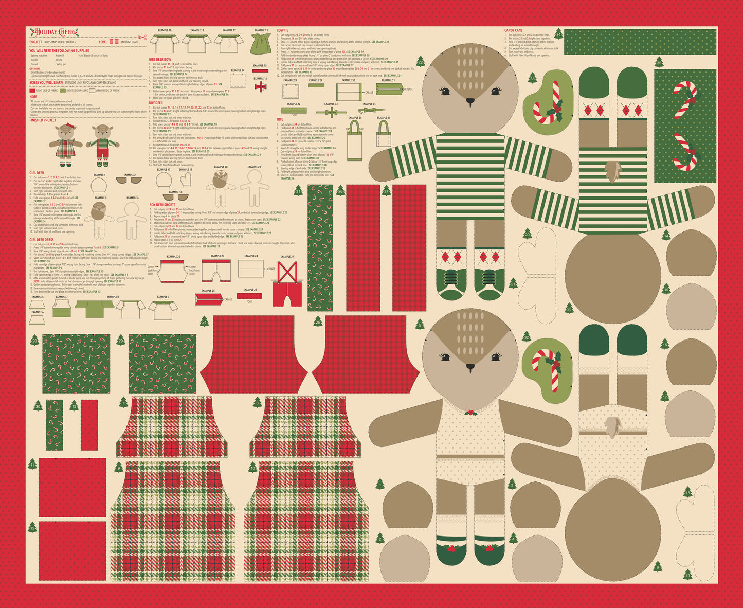 Holiday Cheer - Reindeer Dolls Panel
