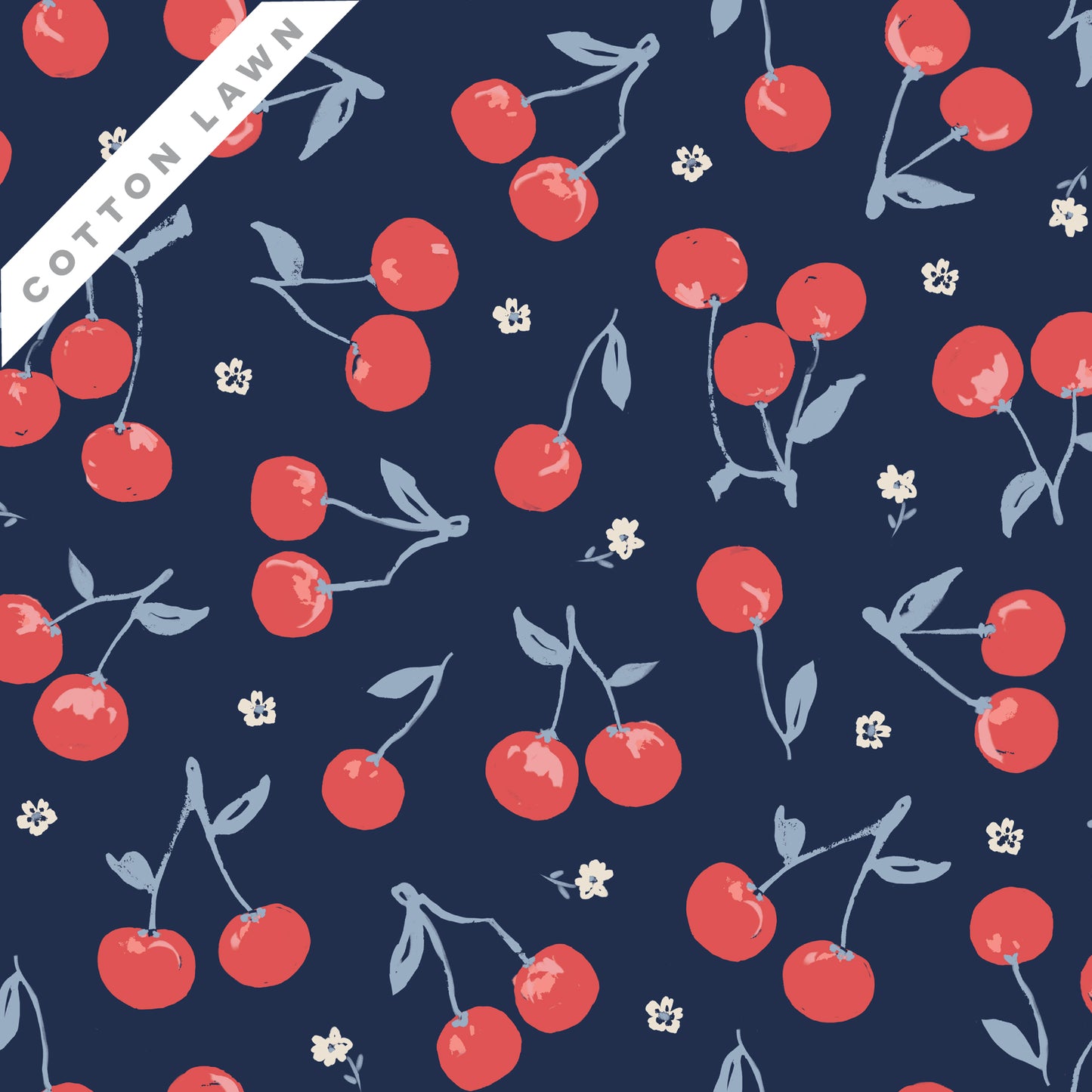 Jubilant - Cherries - Navy - Lawn