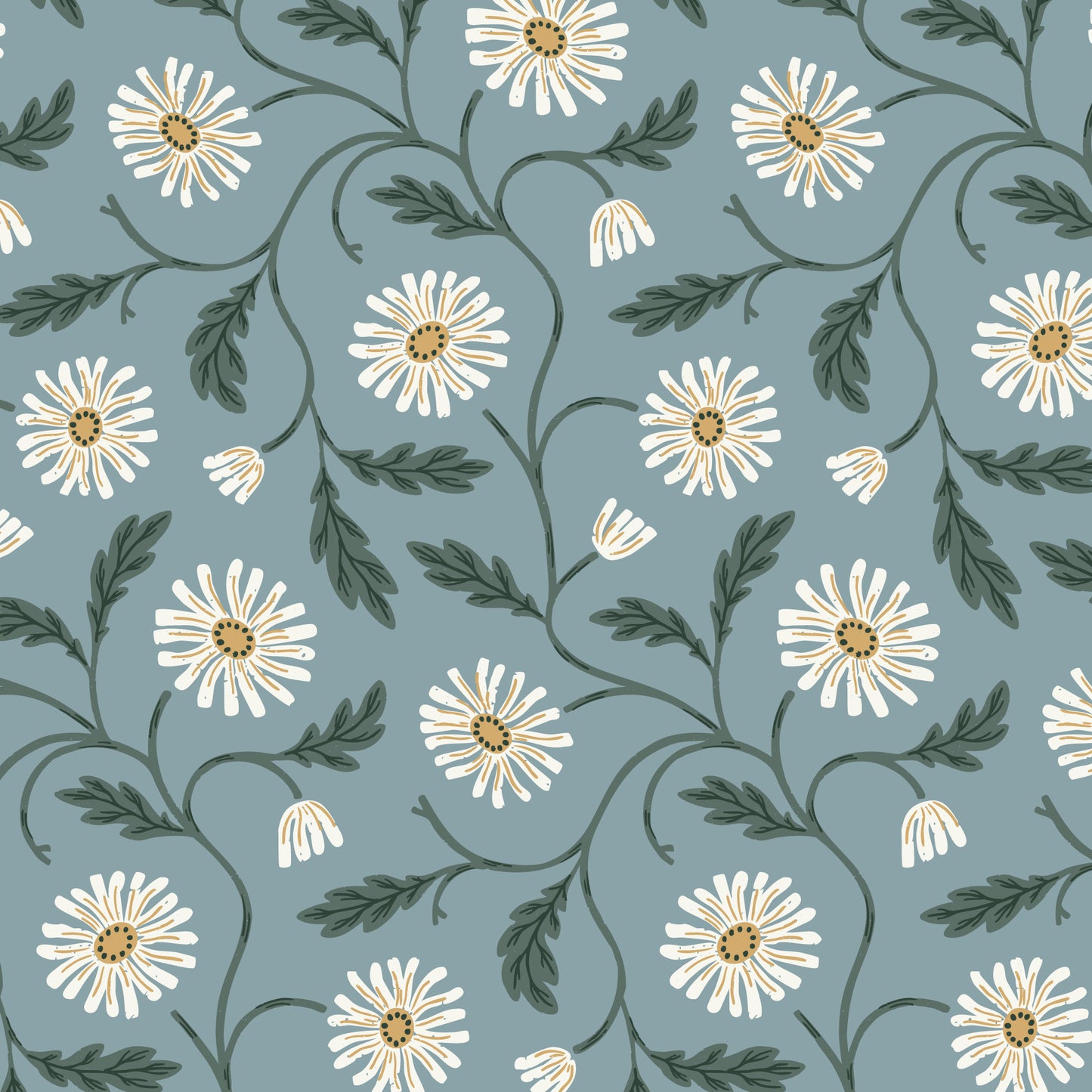 Fall and Flutter Flannel - Trailing Floral - Blue