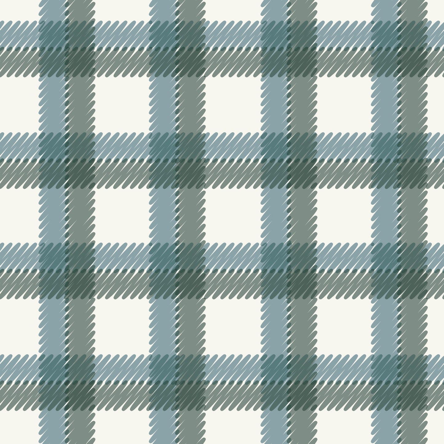 Fall and Flutter Flannel - Scribbly Plaid - Blue