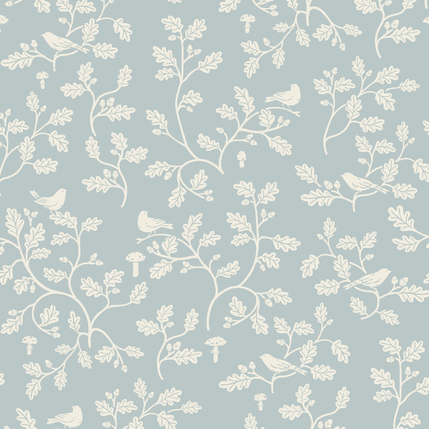 Fall and Flutter Flannel - Woodland Oak - Blue