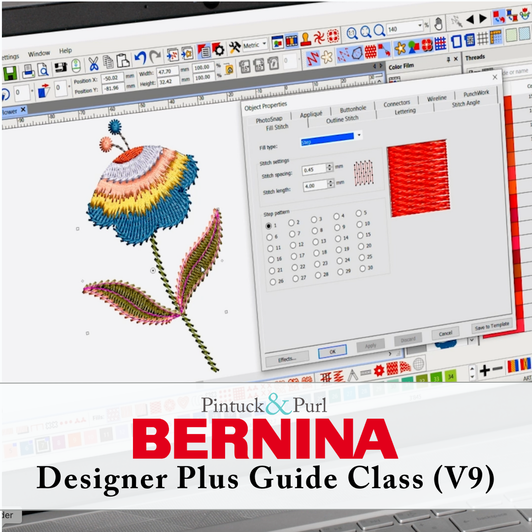 02/08 BERNINA Designer Plus Software Guide Class (V9)