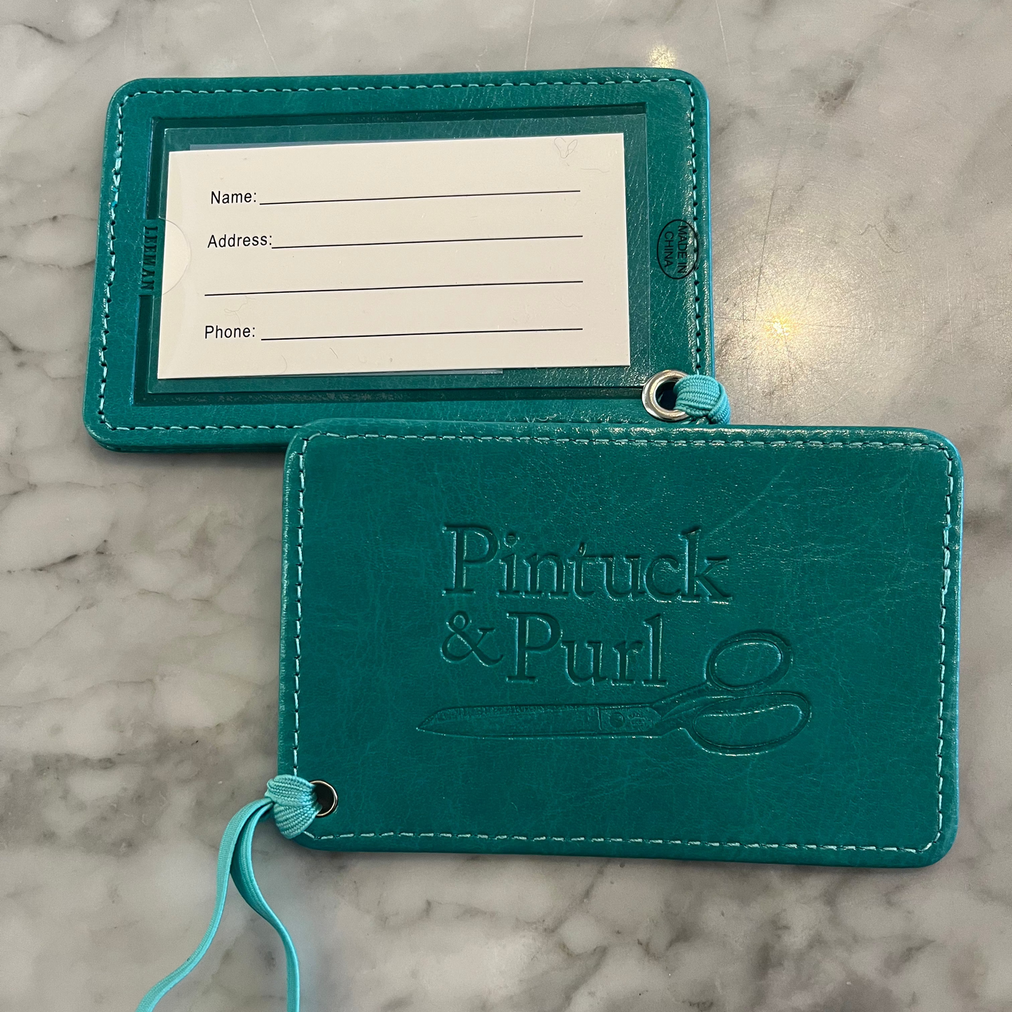 Pintuck and Purl Luggage Tag