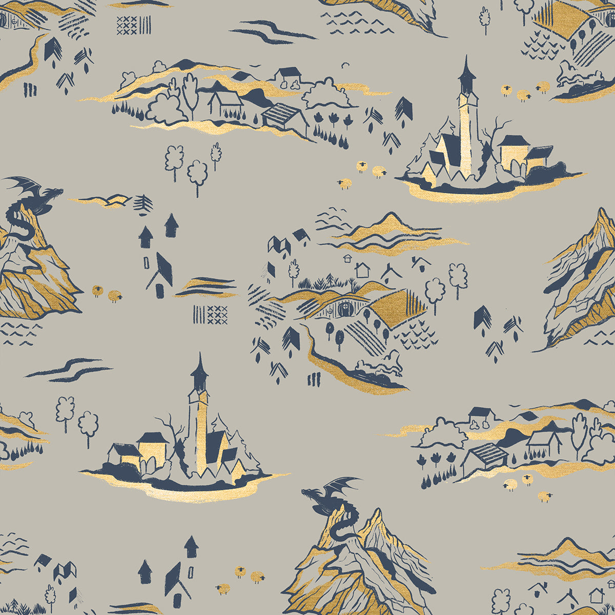 Fireglow Metallic - Fantasy Landscape - Oyster