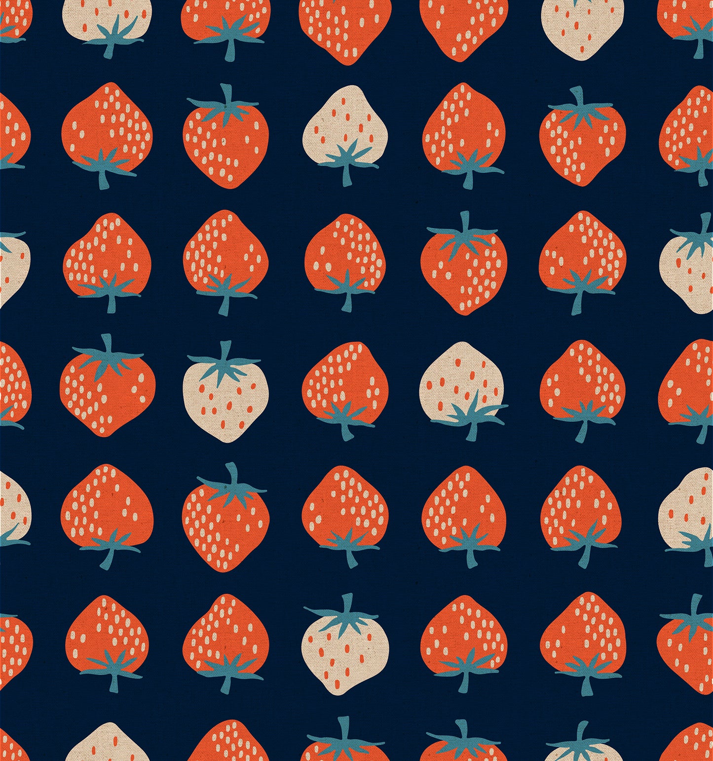 Strawberry - Retro Kitsch - Navy - Canvas