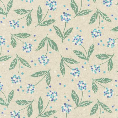 Dandelions - Blue - Cotton Flax Prints