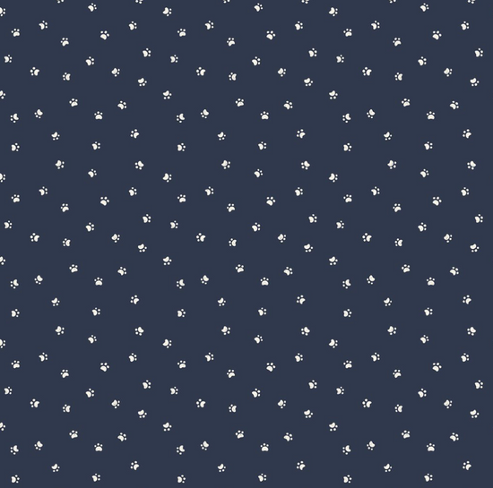 Kitten Fun - Paw Prints - Navy Blue