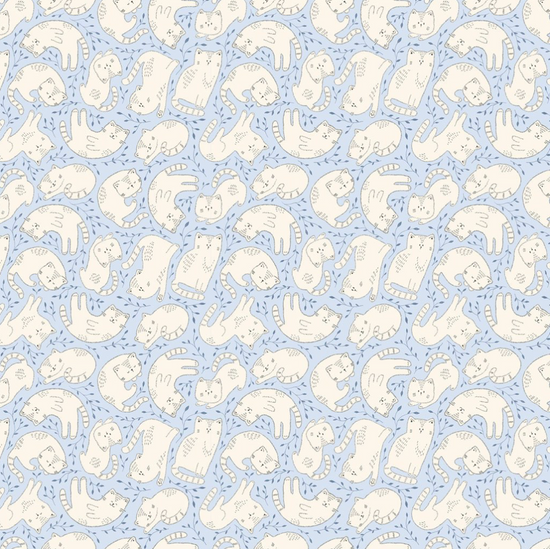 Kitten Fun - Tossed Kittens - Light Denim