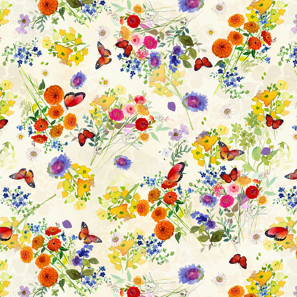 Fleur de Rose -Butterfly Garden - Light Cream