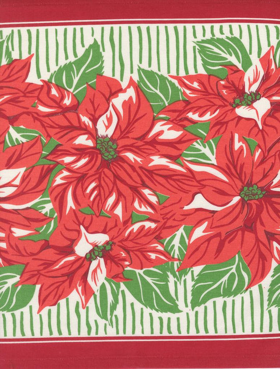 16" Classic Retro Toweling Floral - Poinsettias