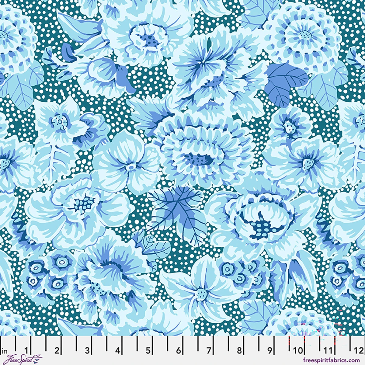 Kaffe Fassett Lawn - Floral with Dots - Blue