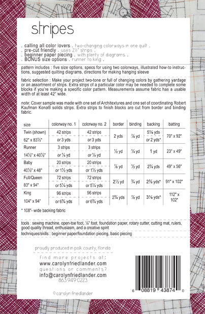Carolyn Friedlander Stripes Quilt Pattern