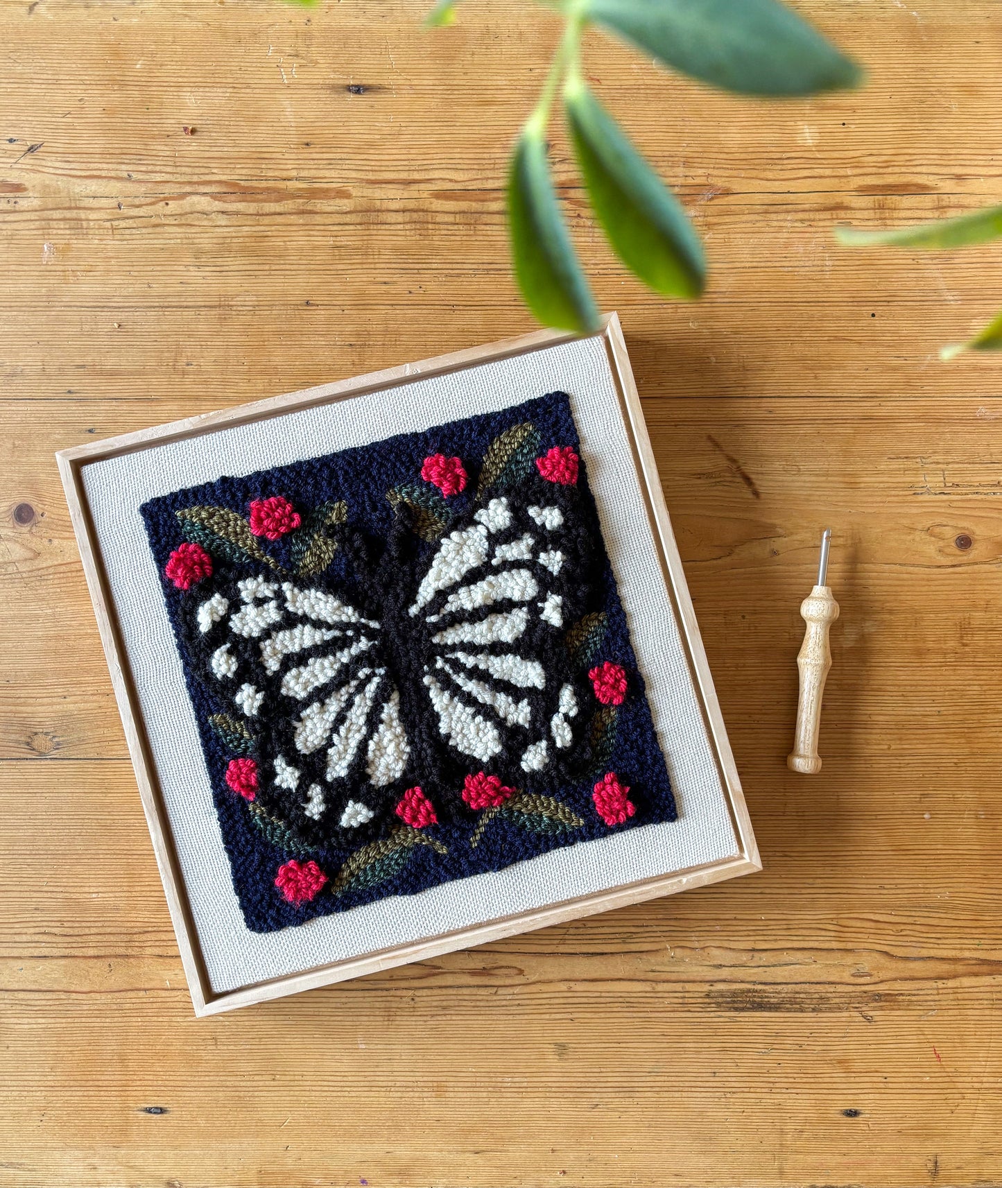 Punch Needle Square Kit - Spring Butterfly