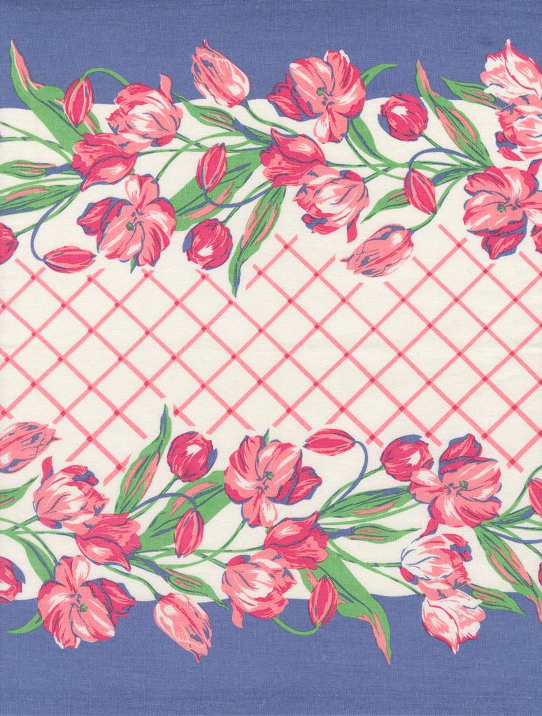 16" Classic Retro Toweling Floral - Tulips