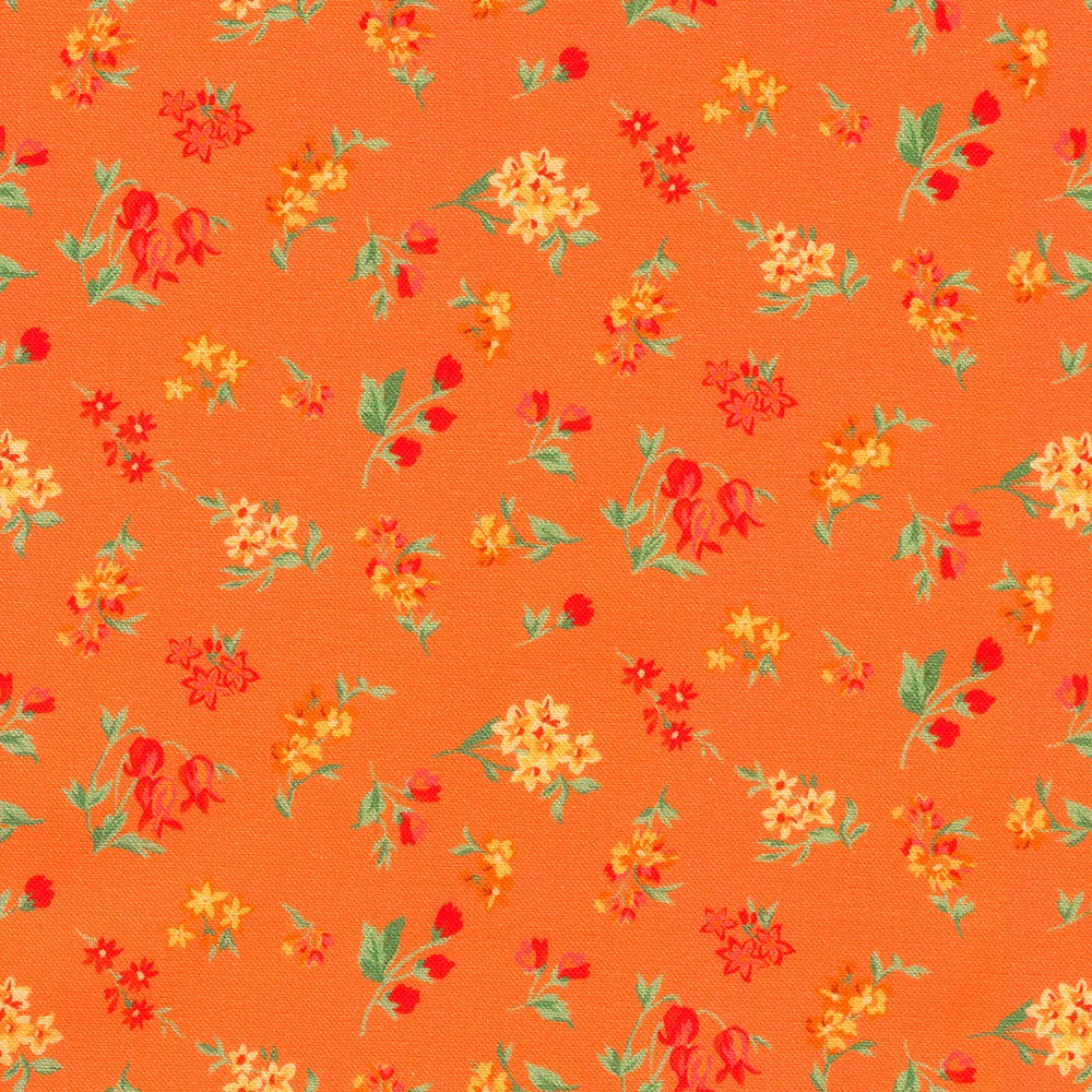 Fabric Market - Tossed Flowers - Orange