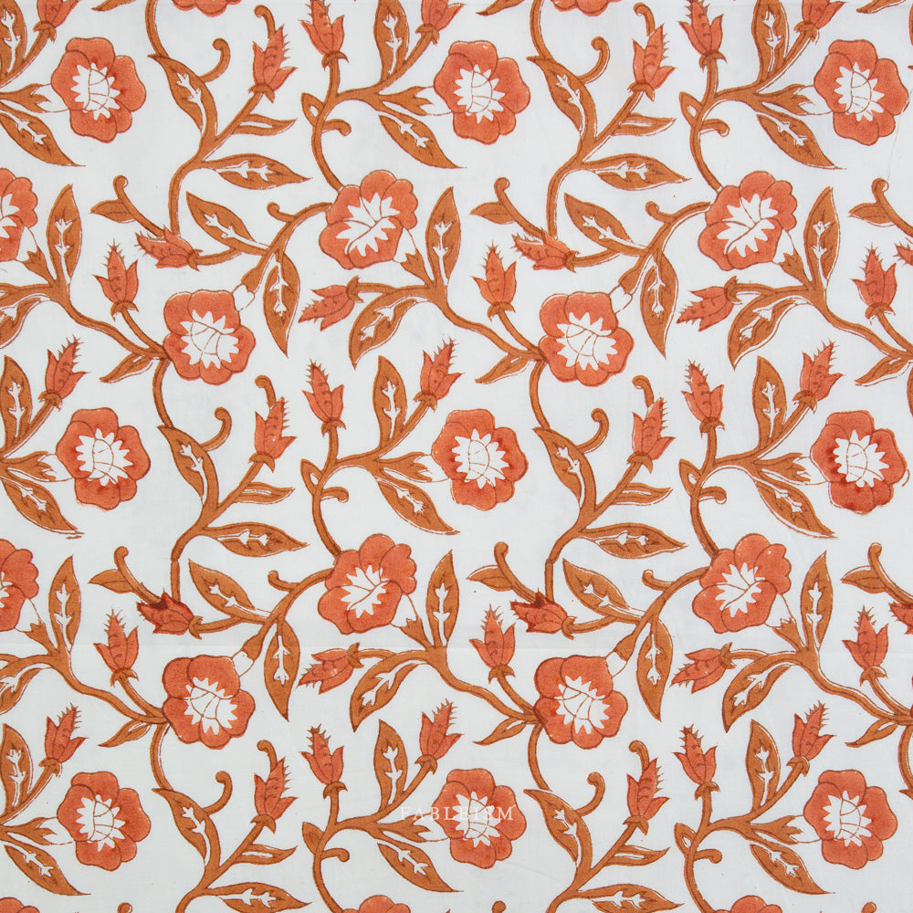 Indian Block Prints - Trumpet Vines - Sienna