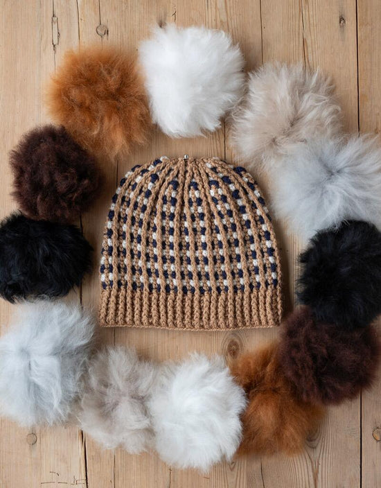 Alpaca Fur Natural Pom Pom Snap On