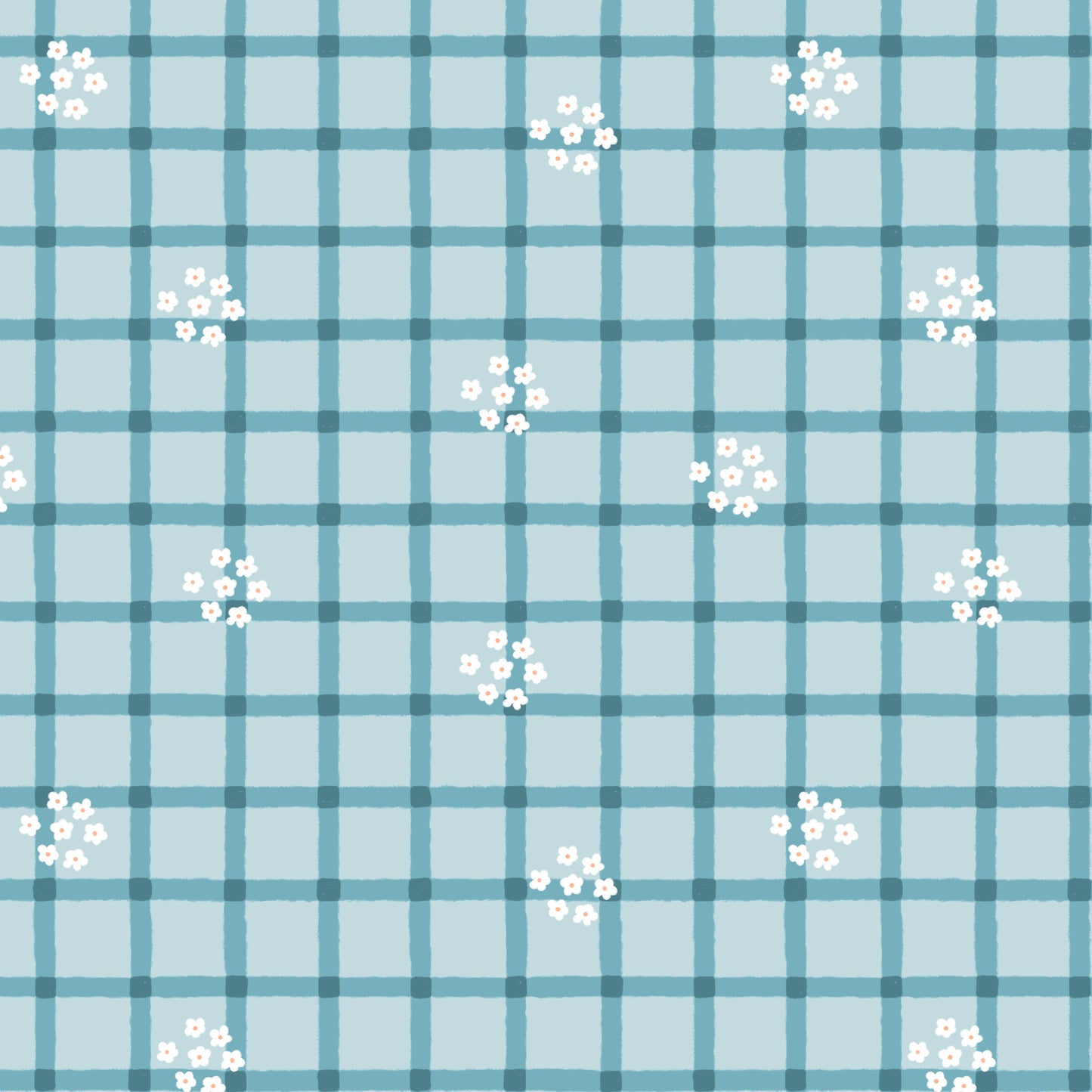 Woodland Creatures - Daisy Plaid - Blue