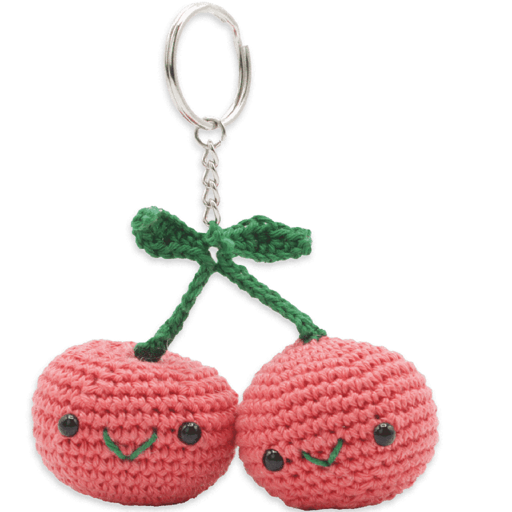 Cherries Crochet Keychain