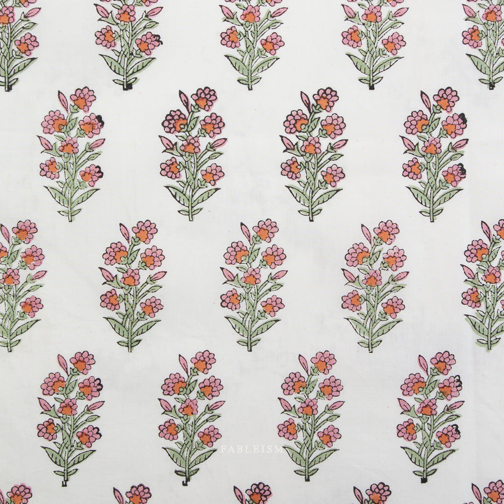 Indian Block Prints - Wild Floral - Blushing