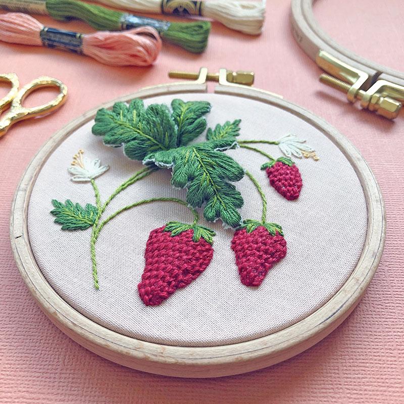 Stumpwork Strawberries Embroidery Kit