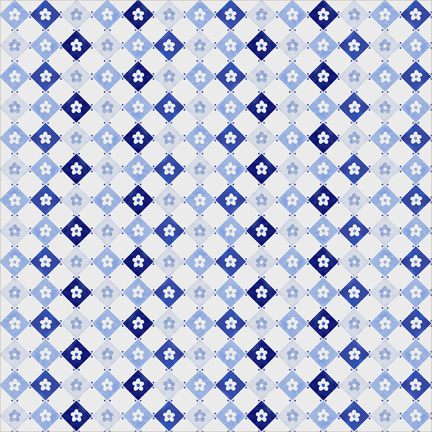 Chateau Meow - Daisy Diamonds - White/Blue