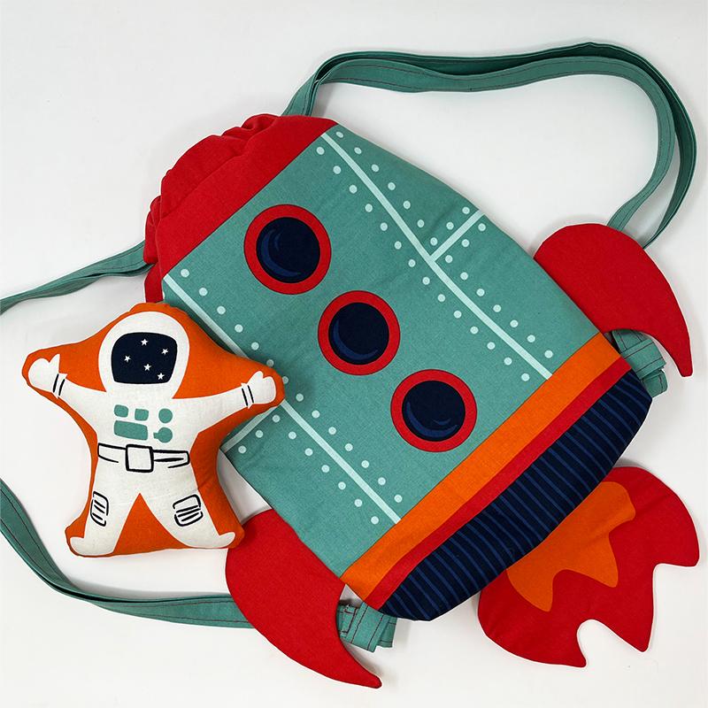 Cut and Sew Rocket Ship Backpack Panel