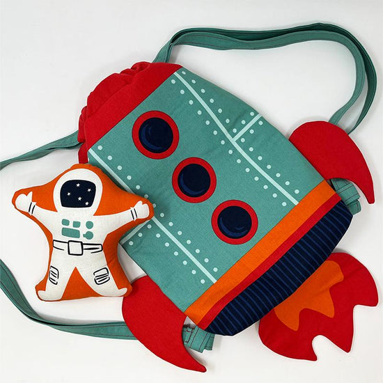 Cut and Sew Rocket Ship Backpack Panel