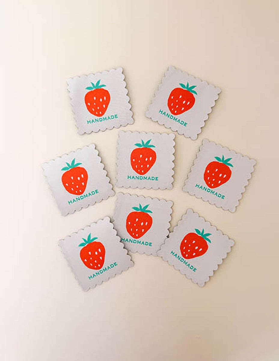 Minki Kim Scalloped Strawberry Woven Labels