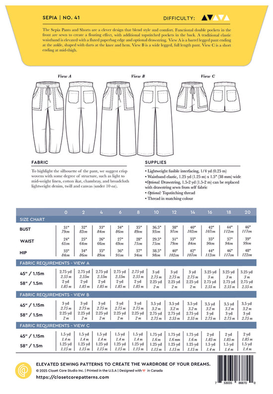 Sepia Pants and Shorts