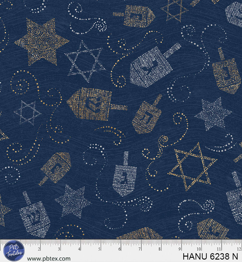 Hanukkah Lights - Tossed Dreidels and Stars of David