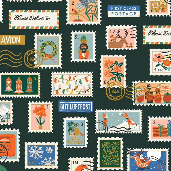 Holiday Stamps Evergreen Metallic Canvas